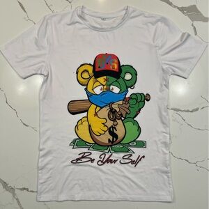 Graphic Tee - White with Multicolor Be Yourself Design